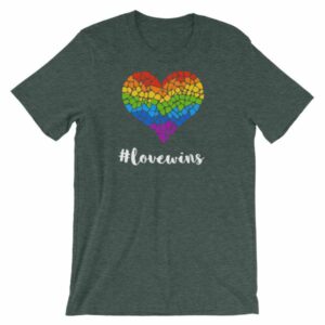 Pride Hashtag Love Wins Mosaic Rainbow Heart Pride T-Shirt - Image 4