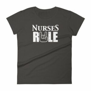 Nurses Rule Rock On Hand Nurse Support Women's T-Shirt - Image 2