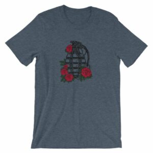 Grenade and Roses - Vintage Hand Grenade Tattoo Art T-Shirt - Image 11