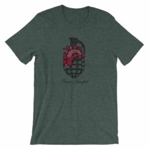 Never Fearful Heart Hand Grenade Retro Art T-Shirt - Image 3