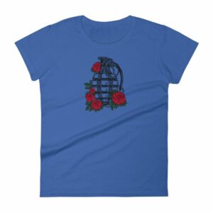 Grenade and Roses - Vintage Hand Grenade Tattoo Art Women's T-Shirt - Image 9