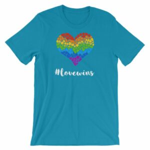 Pride Hashtag Love Wins Mosaic Rainbow Heart Pride T-Shirt - Image 14
