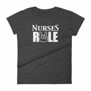 Nurses Rule Rock On Hand Nurse Support Women's T-Shirt - Image 3
