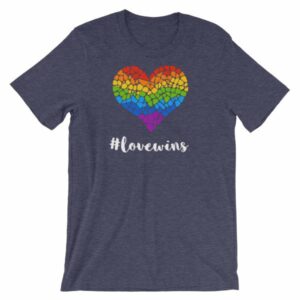 Pride Hashtag Love Wins Mosaic Rainbow Heart Pride T-Shirt - Image 5