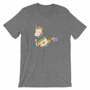 Cute Unicorn Farting Rainbow Clouds Funny Unicorn T-Shirt - Image 11
