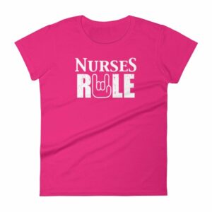 Nurses Rule Rock On Hand Nurse Support Women's T-Shirt - Image 15