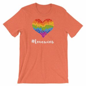 Pride Hashtag Love Wins Mosaic Rainbow Heart Pride T-Shirt - Image 15