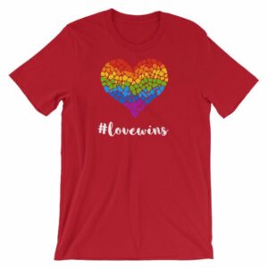 Pride Hashtag Love Wins Mosaic Rainbow Heart Pride T-Shirt - Image 16