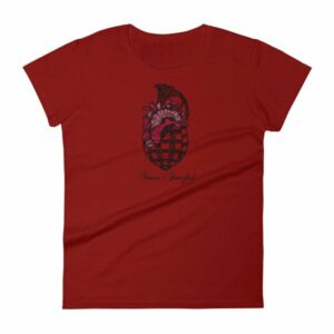 Never Fearful Heart Hand Grenade Retro Art Women's T-Shirt - Image 15