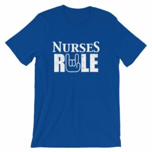Nurses Rule Rock On Hand Nurse Support T-Shirt - Image 11
