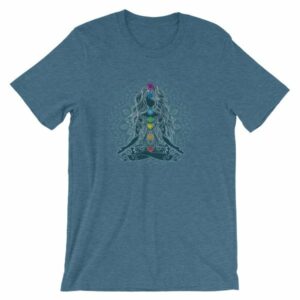 Meditating Lotus Asana Seven Chakras Meditation Yoga T-Shirt - Image 3