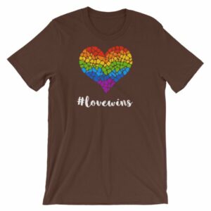 Pride Hashtag Love Wins Mosaic Rainbow Heart Pride T-Shirt - Image 2