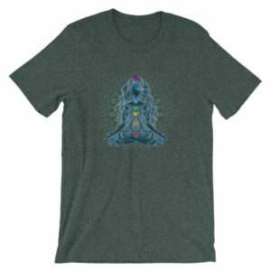 Meditating Lotus Asana Seven Chakras Meditation Yoga T-Shirt - Image 4