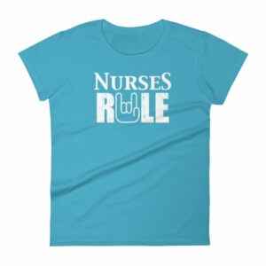 Nurses Rule Rock On Hand Nurse Support Women's T-Shirt - Image 12