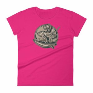 Surfing T-Rex Cool Surfing Dinosaur Women's T-Shirt - Image 15