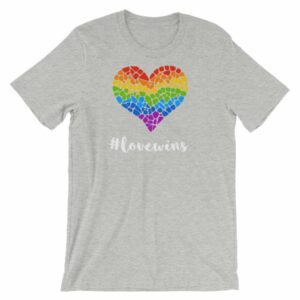 Pride Hashtag Love Wins Mosaic Rainbow Heart Pride T-Shirt - Image 12