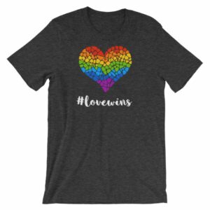 Pride Hashtag Love Wins Mosaic Rainbow Heart Pride T-Shirt - Image 8