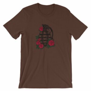 Grenade and Roses - Vintage Hand Grenade Tattoo Art T-Shirt - Image 3