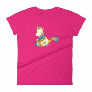Cute Unicorn Farting Rainbow Clouds Funny Unicorn Women's T-Shirt - Image 17