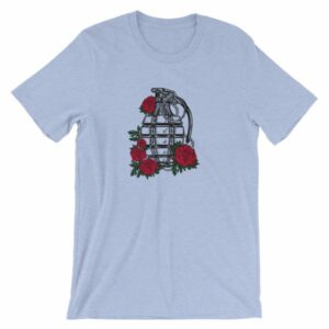 Grenade and Roses - Vintage Hand Grenade Tattoo Art T-Shirt - Image 13