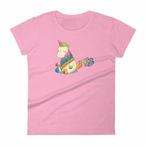 Cute Unicorn Farting Rainbow Clouds Funny Unicorn Women's T-Shirt - Image 16