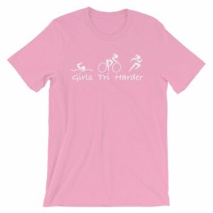 Girls Tri Harder Funny woman's Triathlon T-shirt - Image 14