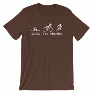 Girls Tri Harder Funny woman's Triathlon T-shirt - Image 2