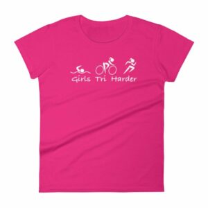 Girls Tri Harder Funny woman's Triathlon Women's T-shirt - Image 16