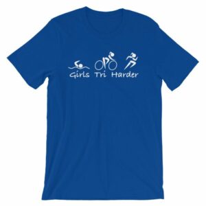 Girls Tri Harder Funny woman's Triathlon T-shirt - Image 11