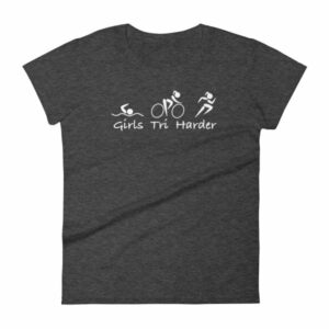 Girls Tri Harder Funny woman's Triathlon Women's T-shirt - Image 3