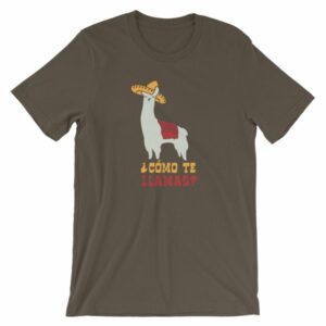 Como Te Llamas Funny Llama Spanish Word Humor T-Shirt - Image 8