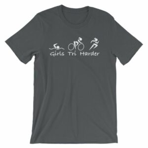 Girls Tri Harder Funny woman's Triathlon T-shirt - Image 5