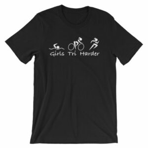 Girls Tri Harder Funny woman's Triathlon T-shirt