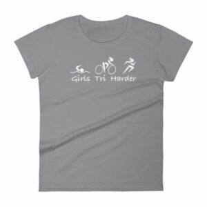 Girls Tri Harder Funny woman's Triathlon Women's T-shirt - Image 5