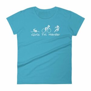 Girls Tri Harder Funny woman's Triathlon Women's T-shirt - Image 13