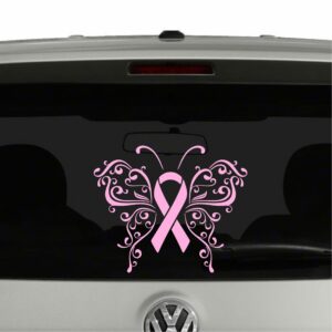 Awareness Ribbon Butterfly Breast Cancer Vinyl Decal Sticker