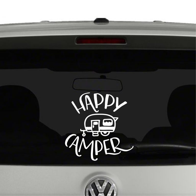 Happy Camper Camping Trailer Vinyl Decal Sticker