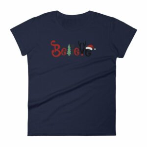 Believe All Things Christmas Rudolph Santa Holiday Woman's T-Shirt - Image 5