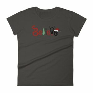 Believe All Things Christmas Rudolph Santa Holiday Woman's T-Shirt - Image 3