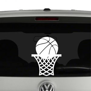 Basketball in Net Vinyl Decal Sticker