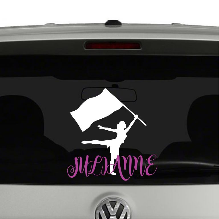 Color Guard Flag Silhouette Custom Name Vinyl Decal Sticker