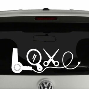 Hairdresser Love Hair Dryer Scissors Mirror Vinyl Decal Sticker