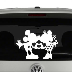 Mickey and Minnie Mouse Heart Hands Nose Kissing Vinyl Decal Sticker Car Window