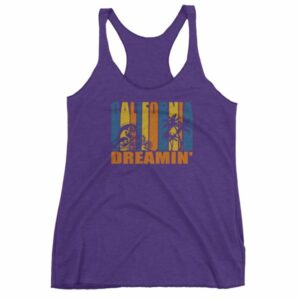 California Dreamin' Vintage Retro Style Sun and Surf Women's Racerback Tank - Image 7