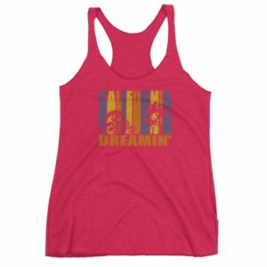 California Dreamin' Vintage Retro Style Sun and Surf Women's Racerback Tank - Image 14