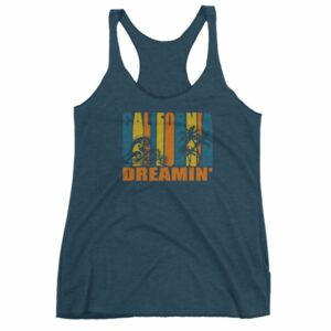 California Dreamin' Vintage Retro Style Sun and Surf Women's Racerback Tank - Image 3