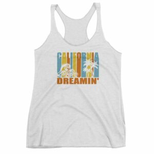 California Dreamin' Vintage Retro Style Sun and Surf Women's Racerback Tank - Image 11