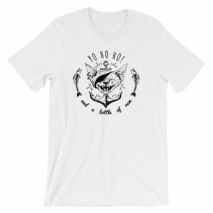 Pirate Cat Yo Ho Ho And A Bottle Of Rum Funny Cat T-Shirt
