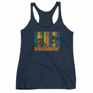 California Dreamin' Vintage Retro Style Sun and Surf Women's Racerback Tank - Image 5