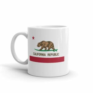 California Republic Surfing Bear State Flag Coffee Mug - Image 2